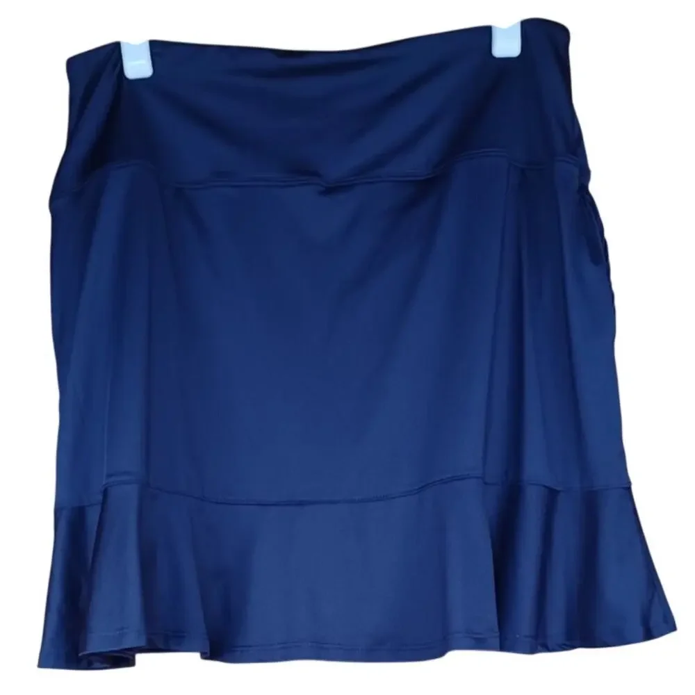 Emerald 18 Navy Tennis Skort Womens Large Golf Pickleball Athletic Side Pockets